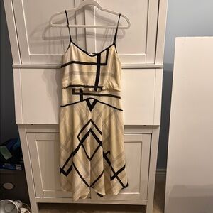 Banana Republic Cream and Black Midi Dress